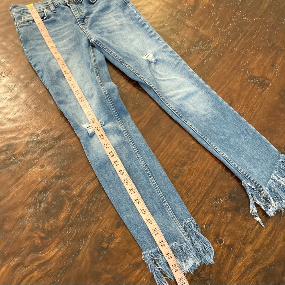 Free People Frayed Skinny Blue Jeans Denim Size 26 - Picture 8 of 11